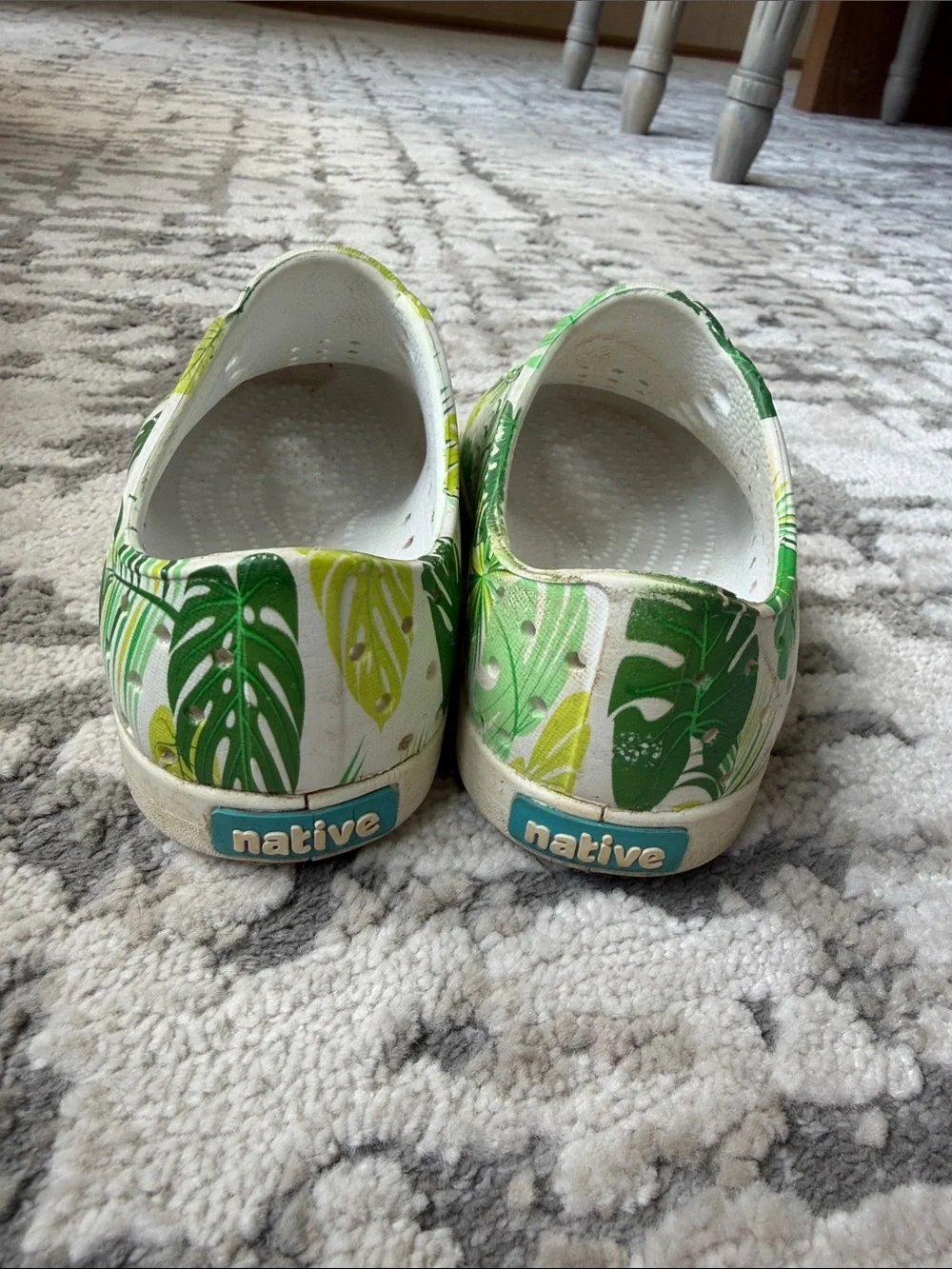 Native Shoes Kids Slip-On Tropical Leaf Print in Green and Yellow
